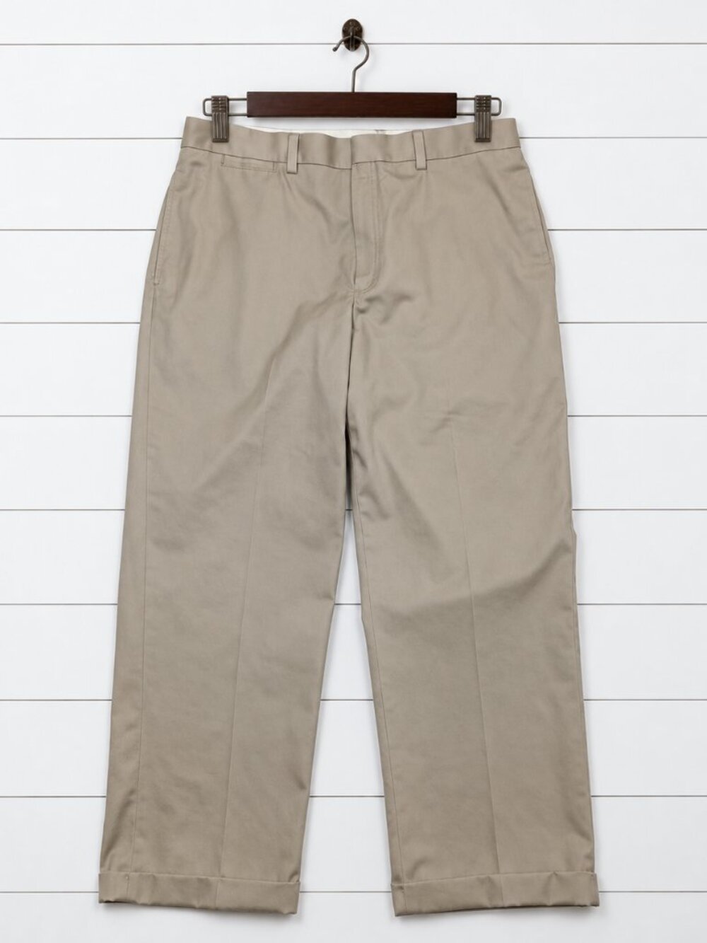 L.L.Bean Classic Fit Chino Pants Mens 34x29 Khaki Tan Cotton Cuffed